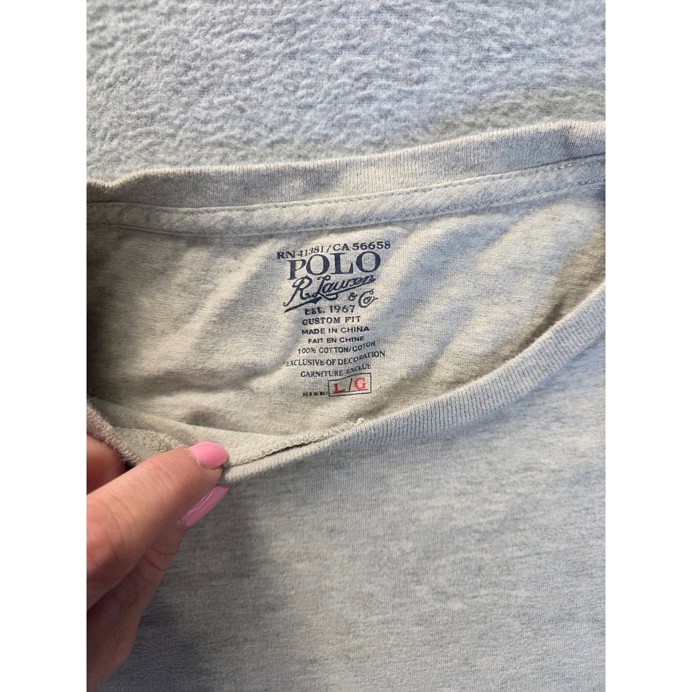 Polo Ralph Lauren Mens Custom Fit Crewneck T-Shirt Heather Grey Large Pony Logo - Picture 3 of 5